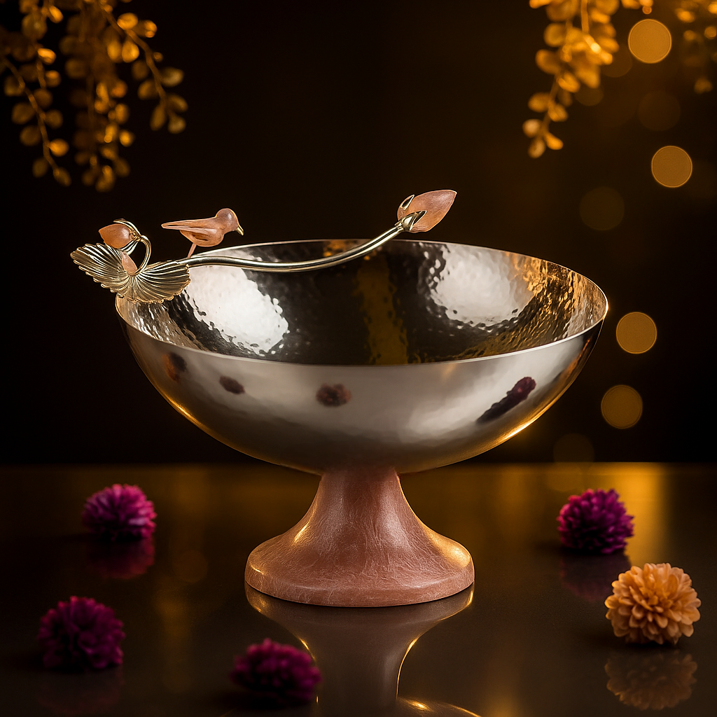 Silver-Plated Bowl With Resin Stand