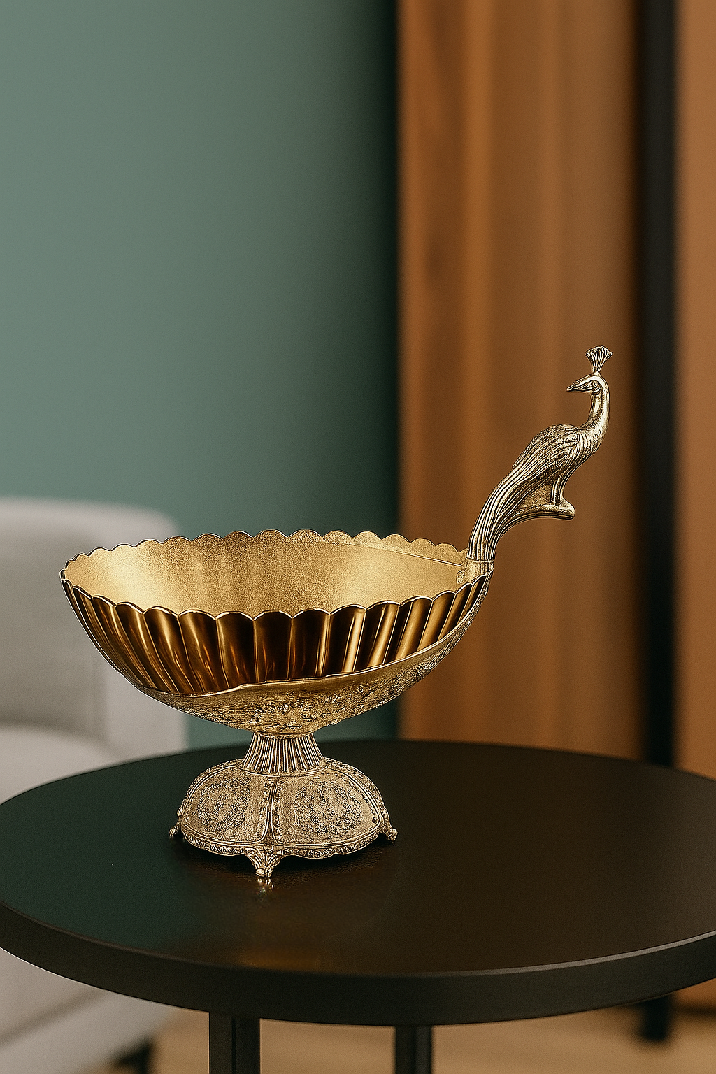 Silver-Plated Peacock Fruit Bowl